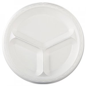 Genpak Elite Laminated Foam Dinnerware, 3-Comp Plate, 10.25"Dia, White, 125/PK, 4 PK/CT GNPLAM13 LAM13---