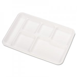 Chinet Heavy-Weight Molded Fiber Cafeteria Trays, 6-Comp, 8 1/2 x 12 1/2, 500/Carton HUH22021CT 22021