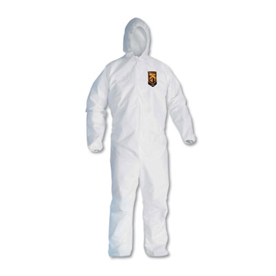 KleenGuard A20 Elastic Back, Cuff & Ankle Hooded Coveralls, Zip, X-Large, White, 24/Carton KCC49114 417-49114
