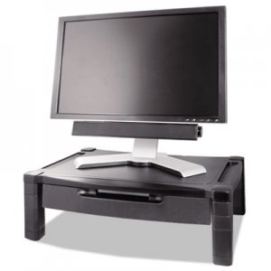 Kantek Wide Two-Level Stand with Drawer, Height-Adjustable, 20 x 13 1/4, Black KTKMS520 MS520