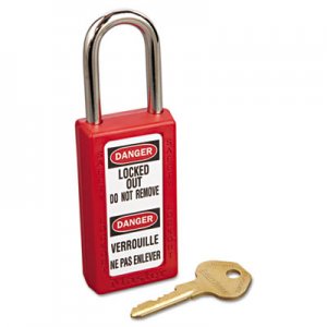 Master Lock Lightweight Zenex Safety Lockout Padlock, 1 1/2" Wide, Red, 2 Keys, 6/Box MLK411RED 470-411RED