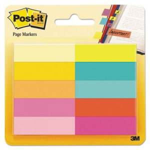 Post-it Page Flag Markers, Assorted Bright Colors, 50 Sheets/Pad, 10 Pads/Pack MMM67010AB 670-10AB