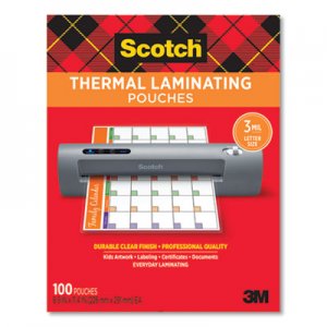 Scotch Letter Size Thermal Laminating Pouches, 3 mil, 11 1/2 x 9, 100/Pack MMMTP3854100 TP3854-100