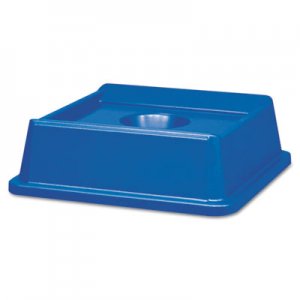 Rubbermaid Commercial Untouchable Bottle & Can Recycling Top, Square, 20 1/8 x 20 1/8 x 6 1/4, Blue