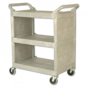 Rubbermaid Commercial Utility Cart, 300-lb Cap, Three-Shelf, 32w x 18d x 37-1/2h, Platinum RCP335588PLA FG335588PLAT