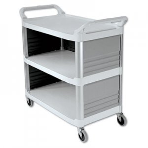 Rubbermaid Commercial Xtra Utility Cart, 300-lb Cap, Three-Shelf, 20w x 40-5/8d x 37-4/5h, Off