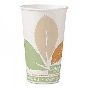 Dart Bare by Solo Eco-Forward PLA Paper Hot Cups, Leaf Design, 16 oz, 1000/Carton SCC316PLABB 316PLA-J7234