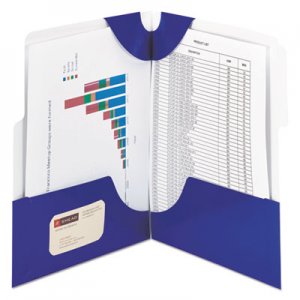 Smead SuperTab Two-Pocket Folder, 11 x 8 1/2, Blue, 5/Pack SMD87964 87964