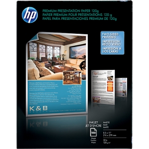 HP Premium Inkjet Matte Presentation Paper 120 gsm-100 sht/Letter/8.5 x 11 in D0Z55A