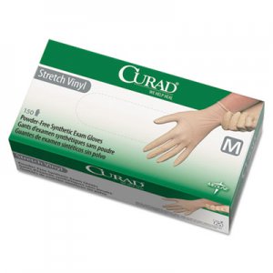 Curad Stretch Vinyl Exam Gloves, Powder-Free, Medium, 150/Box MII6CUR9225 CUR9225