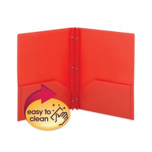 Smead Poly Two-Pocket Folder w/Fasteners, 11 x 8 1/2, Red, 25/Box SMD87727 87727