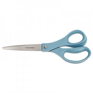 Fiskars Scissors, 8 in. Length, Straight, 3 1/2 in. Cut, Right Hand, Blue FSK1424901005 142490-1005