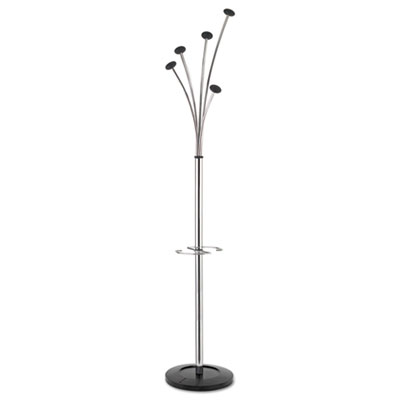 Alba Festival Coat Stand with Umbrella Holder, Five Knobs, Chrome ABAPMFESTYCH PMFESTYCH