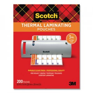 Scotch Letter Size Thermal Laminating Pouches, 3 mil, 11 2/5 x 8 9/10, 200/Pack MMMTP3854200 TP3854-200