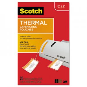 Scotch Luggage Tag Size Thermal Laminating Pouches, 5 mil, 4 1/5 x 2 1/2, 25/Pack MMMTP585325 TP5853