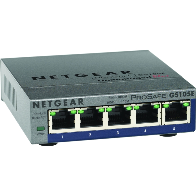 Netgear ProSafe Plus Switch, 5-Port Gigabit Ethernet GS105E-200NAS GS105E