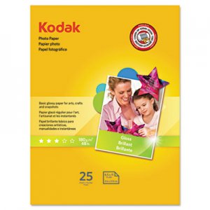 Kodak Photo Paper, 6.5 mil, Glossy, 8-1/2 x 11, 25 Sheets/Pack KOD1912369 1912369