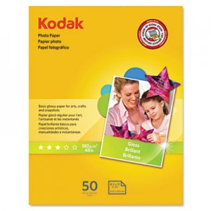 Kodak Photo Paper, 6.5 mil, Glossy, 8-1/2 x 11, 50 Sheets/Pack KOD1213719 1213719