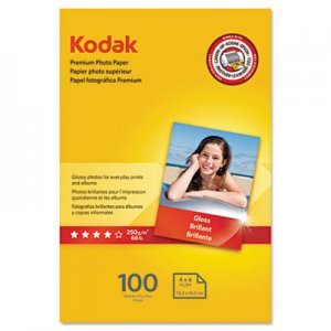 Kodak Premium Photo Paper, 8.5 mil, Glossy, 4 x 6, 100 Sheets/Pack KOD1034388 1034388