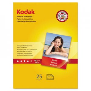 Kodak Premium Photo Paper, 8.5 mil, Glossy, 8 1/2 x 11, 25 Sheets/Pack KOD8689283 8689283