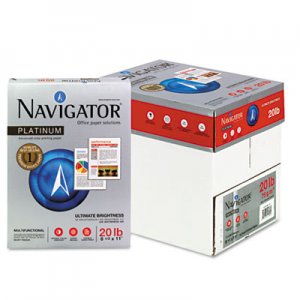 Navigator Platinum Paper, 99 Brightness, 20lb, 8-1/2 x 11, White, 2500/Carton SNANPL11205R NPL11205R