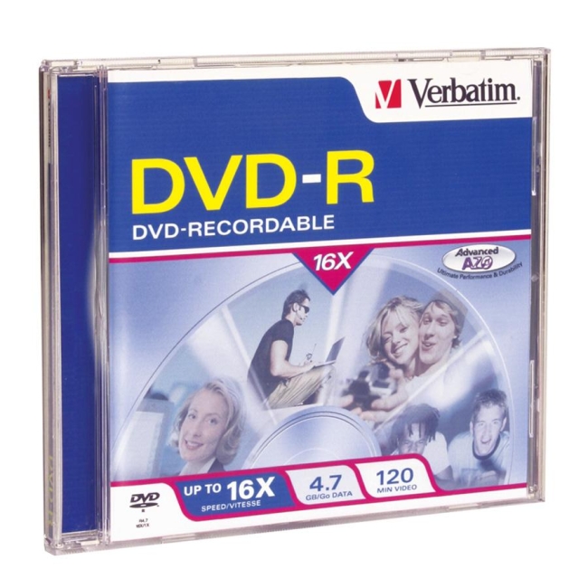 Verbatim DVD-R 4.7GB 16x 1pk Jewel Case 95051
