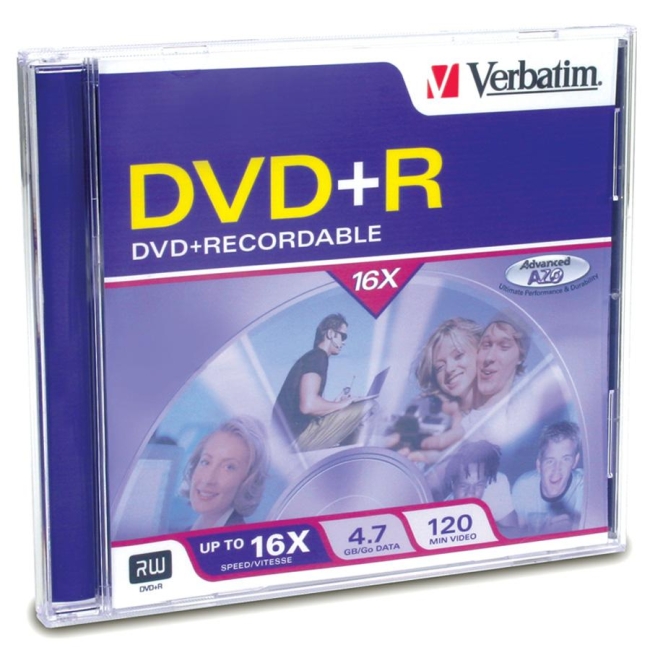 Verbatim DVD+R 4.7GB 16x 1pk Jewel Case 94916