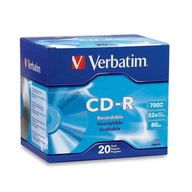 Verbatim CD-R 80MIN 700MB 52x 20pk Slim Case 94936