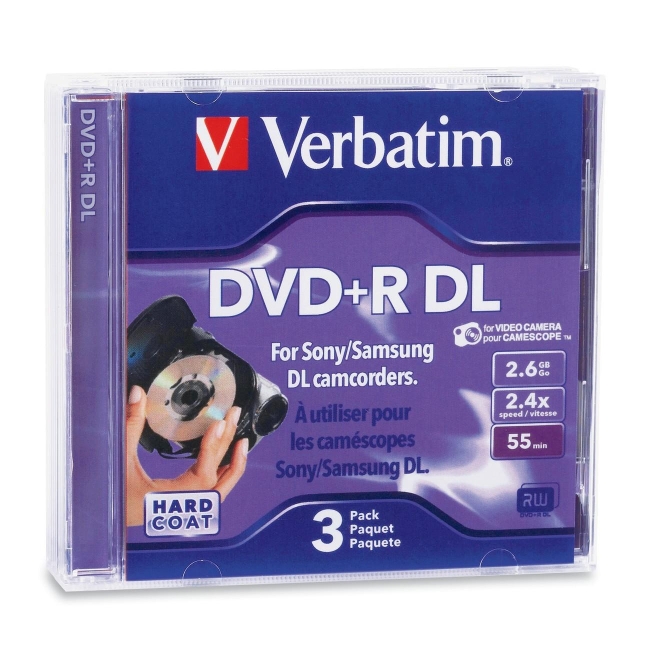 Verbatim Mini Double Layer DVD+R DL 2.6GB 2.4x 3pk Jewel Case 95313