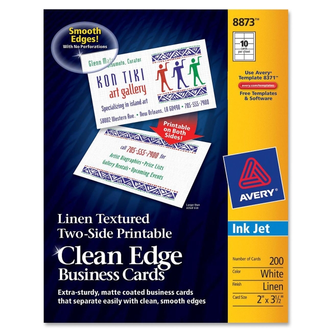 Avery Linen Textured 2-sided Clean Edge Bus. Cards 8873