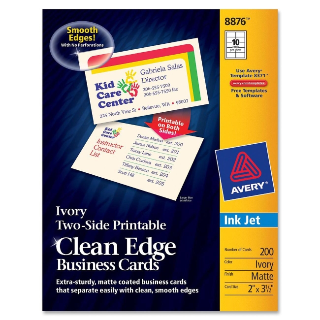 Avery Clean Edge Inkjet Business Card 8876