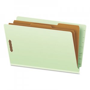 Pendaflex Pressboard End Tab Folders, Legal, 2 Dividers/6 Section, Pale Green, 10/Box PFX23324 23324