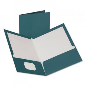 Oxford Two-Pocket Laminated Folder, 100-Sheet Capacity, Metallic Teal OXF5049561 5049561