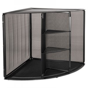 Rolodex Mesh Corner Desktop Shelf, Five Sections, 20 x 14 x 13, Black ROL62630 62630