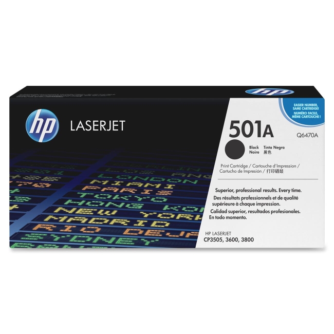 HP Black Original LaserJet Toner Cartridge Q6470A 501A