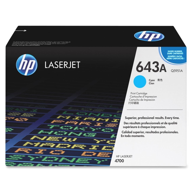 HP Cyan Original LaserJet Toner Cartridge Q5951A 643A