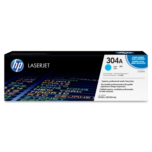 HP Cyan Original LaserJet Toner Cartridge CC531A 304A