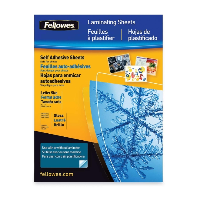 Fellowes Self Adhesive Laminating Sheets, 3mil, 50 pack 5221502