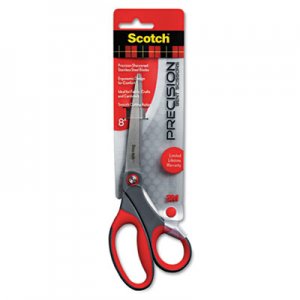 Scotch Precision Scissors, Pointed, 8" Length, 3 1/4" Cut, Gray/Red MMM1448B 1448B