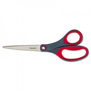 Scotch Precision Scissors, Pointed, 8" Length, 3 1/8" Cut, Gray/Red MMM1448 1448