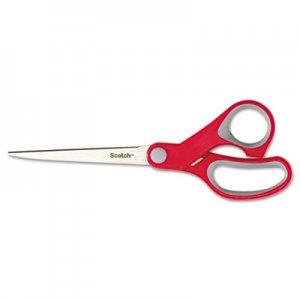 Scotch Multi-Purpose Scissors, Pointed, 7" Length, 3 3/8" Cut, Red/Gray MMM1427 1427