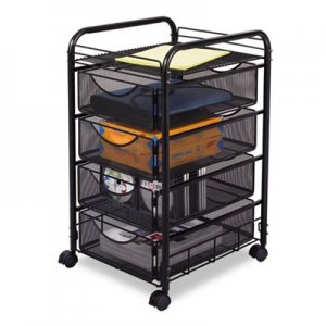 Safco Onyx Mesh Mobile File With Four Supply Drawers, 15-3/4w x 17d x 27h, Black SAF5214BL 5214BL