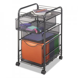 Safco Onyx Mesh Mobile File With Two Supply Drawers, 15-1/4w x 17d x 27h, Black SAF5213BL 5213BL