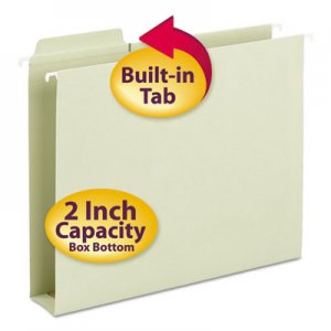 Smead Box Bottom Hanging Folders, Built-In Tabs, Letter, Moss Green SMD64201 64201