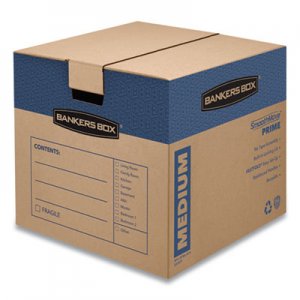 Bankers Box SmoothMove Prime Medium Moving Boxes, 18l x 18w x 16h, Kraft/Blue, 8/Carton FEL0062801 0062801