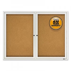 Quartet Enclosed Cork Bulletin Board, Cork/Fiberboard, 48" x 36", Silver Aluminum Frame QRT2124 2124