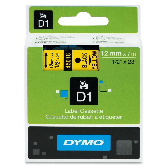 Dymo Black on Yellow D1 Label Tape 45018