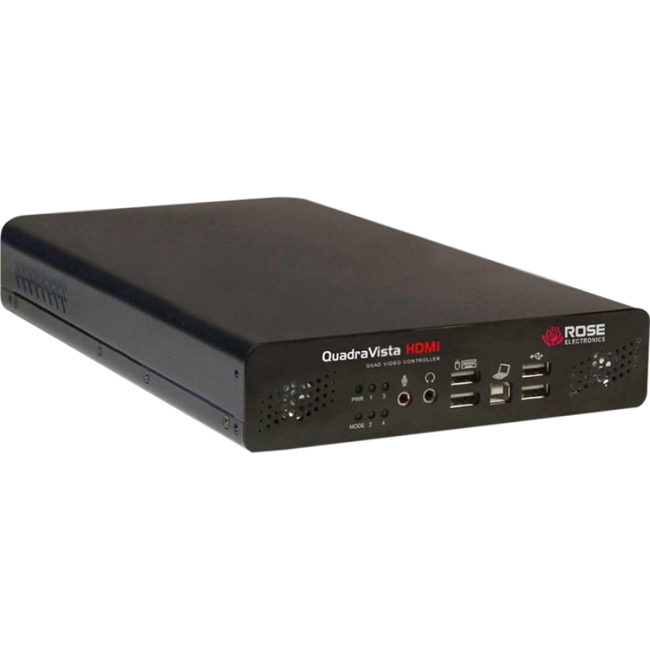 Rose Electronics QuadraVista, Quad Video KVM Switch, 1 KVM to 4 CPUs QV-4KVMHDMI