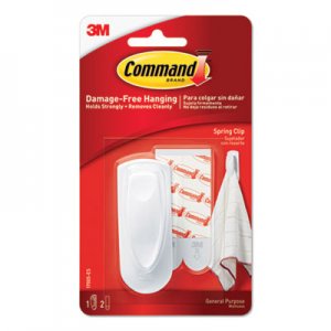 Command Spring Hook, 1 1/8w x 3/4d x 3h, White, 1 Hook/Pack MMM17005ES 17005-ES