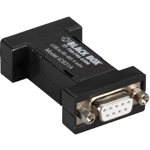 Black Box DB9 Mini Converter (USB to Serial), USB/RS-485 (4-wire, DB9) IC831A